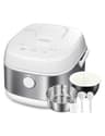 TOSHIBA Induction Heating Rice Cooker - Low Carb, Low Sugar, Digital Steamer, 5.5 Cups (Uncooked), 8 Cooking Functions, 24H Timer & Auto Keep Warm, Silvery white