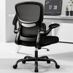 BESTFAIR Office Chair Ergonomic Desk Chair, Breathable Mesh Comfy Chair with Lumbar Support, Computer Chair, Home Desk Chair with Flip-up Armrests, Gaming Chair for Adults Home Office (Black)