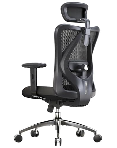 SIHOO M18 Ergonomic Office Chair, High Back Mesh Desk Chair with Adjustable Headrest & Lumbar Support, 330lbs Capacity Computer Chair with 2D Armrests & Wide Cushion, Tilt Lock, for Home Office-Black