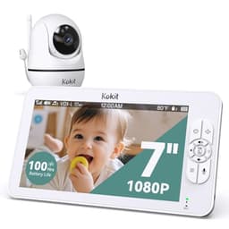 kokit 7" 1080P Full HD Video Baby Monitor No WiFi,100 Hrs 5000mAh Battery Runs 4 Days,4X Zoom,Remote 355° Pan-Tilt,2-Way Talk with Temp Alert/Lullabies/VOX