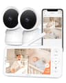 ARENTI Baby Monitor with 2 Cameras, 2K/3MP WiFi 6 Camera and Audio, 5-inch Wireless Screen, Smartphone App, Super Night Vision, Crying Detection, Auto Tracking, Temp&Humidity Sensor (D3 Set)