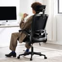 Fizzin Ergonomic Office Chair, 400 LBS Computer Chairs with Adjustable Lumbar Support, Breathable Mesh Desk Chair Ergonomic with Thickened Cushion, Comfy Home Office Desk Chair (Black)