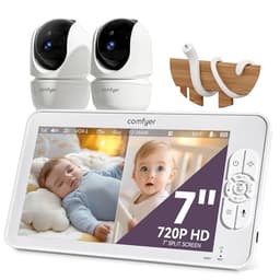 Comfyer 7" HD Split-Screen Baby Monitor with 2 1080P Cameras, 48 Hrs 6000mAh Battery Runs 2 Days in VOX Mode, No WiFi Monitor with a Flexible Bracket, 2 Way Audio, Remote PTZ, Auto Night Vision