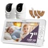 Comfyer 7" HD Split-Screen Baby Monitor with 2 1080P Cameras, 48 Hrs 6000mAh Battery Runs 2 Days in VOX Mode, No WiFi Monitor with a Flexible Bracket, 2 Way Audio, Remote PTZ, Auto Night Vision