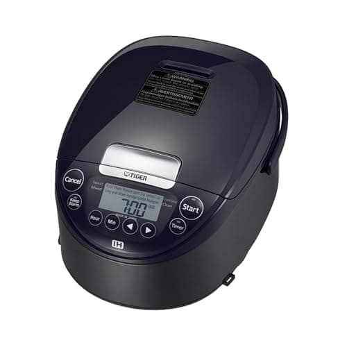 Tiger JPW-H10U Induction Heating Rice Cooker and Warmer with 14 Menu Presets and LCD Display (5.5-Cup, Mauve Black)