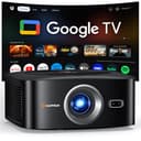 1500 ANSI Official Licensed Google TV Smart Projector, HAPPRUN 4K Full HD Home Theater with Auto Focus, Dolby Sound, Wi-Fi Bluetooth, Built-in Apps, Compatible with Phone & PC, Indoor & Outdoor Use