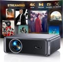 [Compatible with Netflix/4K Support/Compact] Smart Projector with WiFi6 and Bluetooth, Outdoor Movie Projector, Built-in Apps w/ YouTube&PrimeVideo, DoIby Audio, AI Auto Focus, Portable Home Proyector