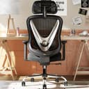 HOLLUDLE Ergonomic Mesh Office Chair - 3D Adjustable Lumbar Support & 3D Armrests, V-Shaped Back, Adjustable Desk Chair for Office & Home, Black