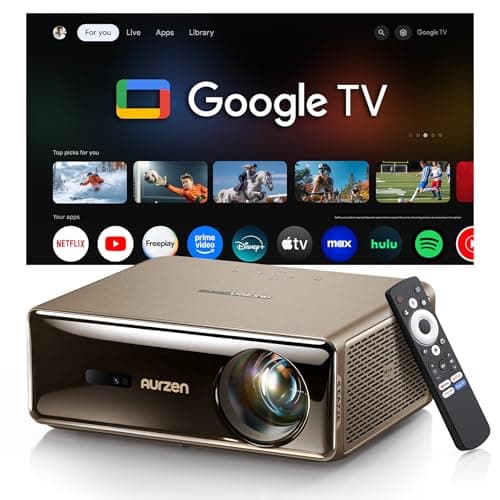 Aurzen EAZZE D1 MAX Upgraded Google TV Smart Projector 4K Supported, Ultra-Bright 1000 ANSI Lumens, MEMC Tech, Fully Automatics, 20W Dolby Audio, Home Theater Movie Projector with WiFi and Bluetooth