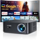 [1500 ANSI/Google TV/Voice Control]Smart Projector with WiFi 6 and Bluetooth, 4K Support, Outdoor Movie Proyector, 1080P Home Ceiling Auto Focus Projector, PUTRIMS K12 Gray