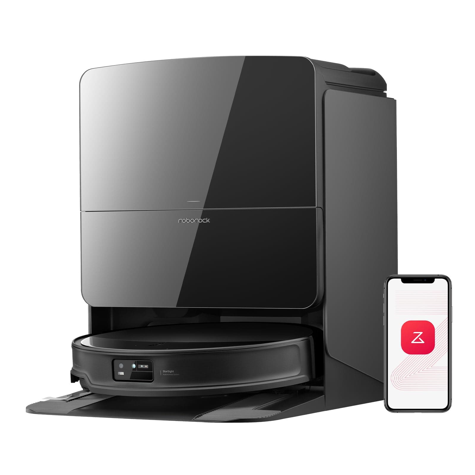 roborock roborock Saros 10R Robot Vacuum and Mop, 22,000 Pa Suction, Zero-Tangling, 3.14’’ Ultra Slim, FlexiArm Riser Technology for Carpet & Floor, Corner & Edge Cleaning, Self-Emptying, Hot Air Drying, Black