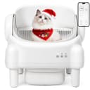 Self Cleaning Litter Box,Open Top Automatic Litter Box with App Control for Multiple Cats, Safety Sensors Protection, Odor Control Includes 2 roll Liners,Large Waste Bin, Cream White
