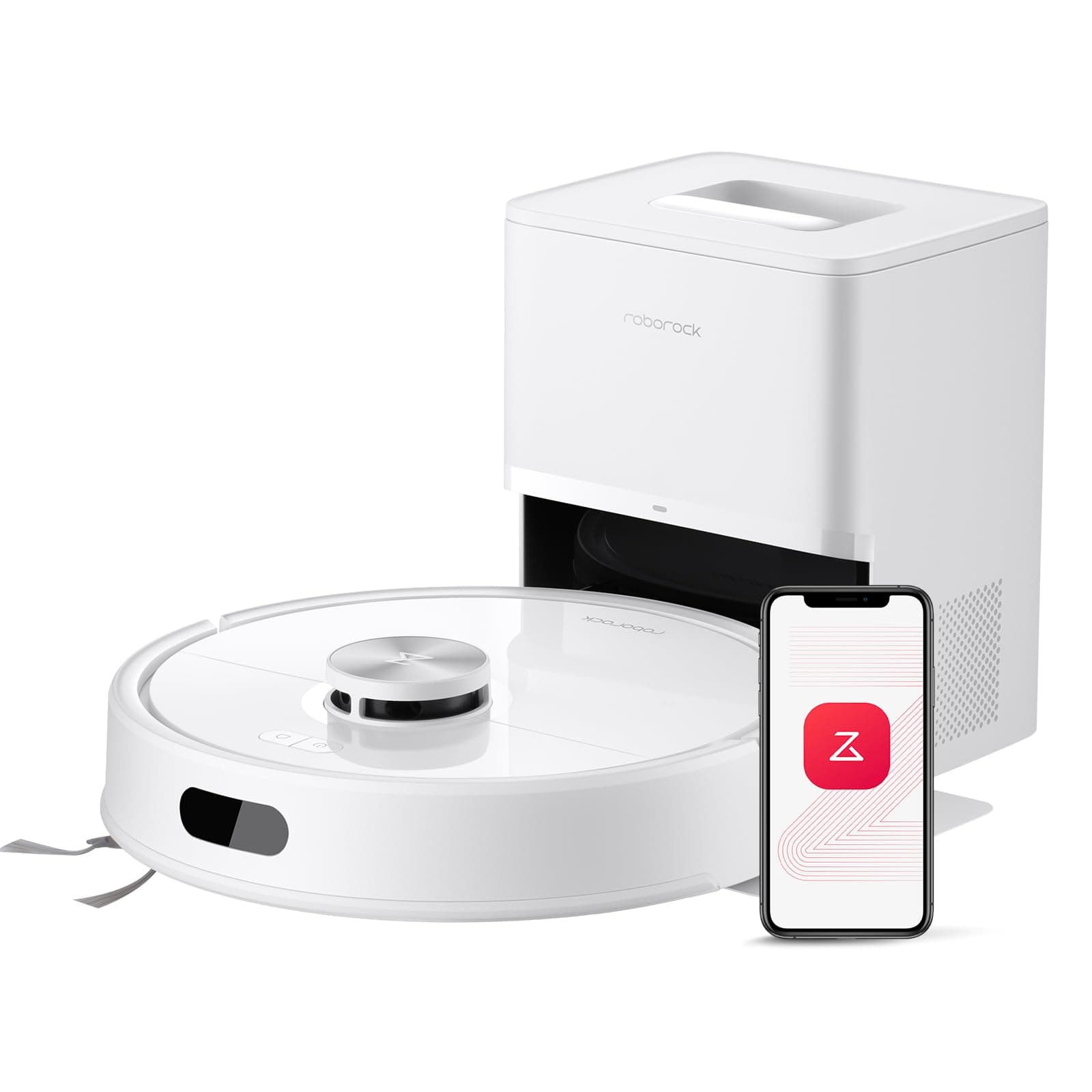 roborock roborock Q7 M5+ Robot Vacuum and Mop, Upgraded from Q5 Max+, Up to 7-9 Weeks Self-Empty, 10000Pa Suction, Dual Anti-Tangle System for Pet Hair & Carpet, PreciSense LiDAR Navigation, App Control, White Q7 M5+ - White