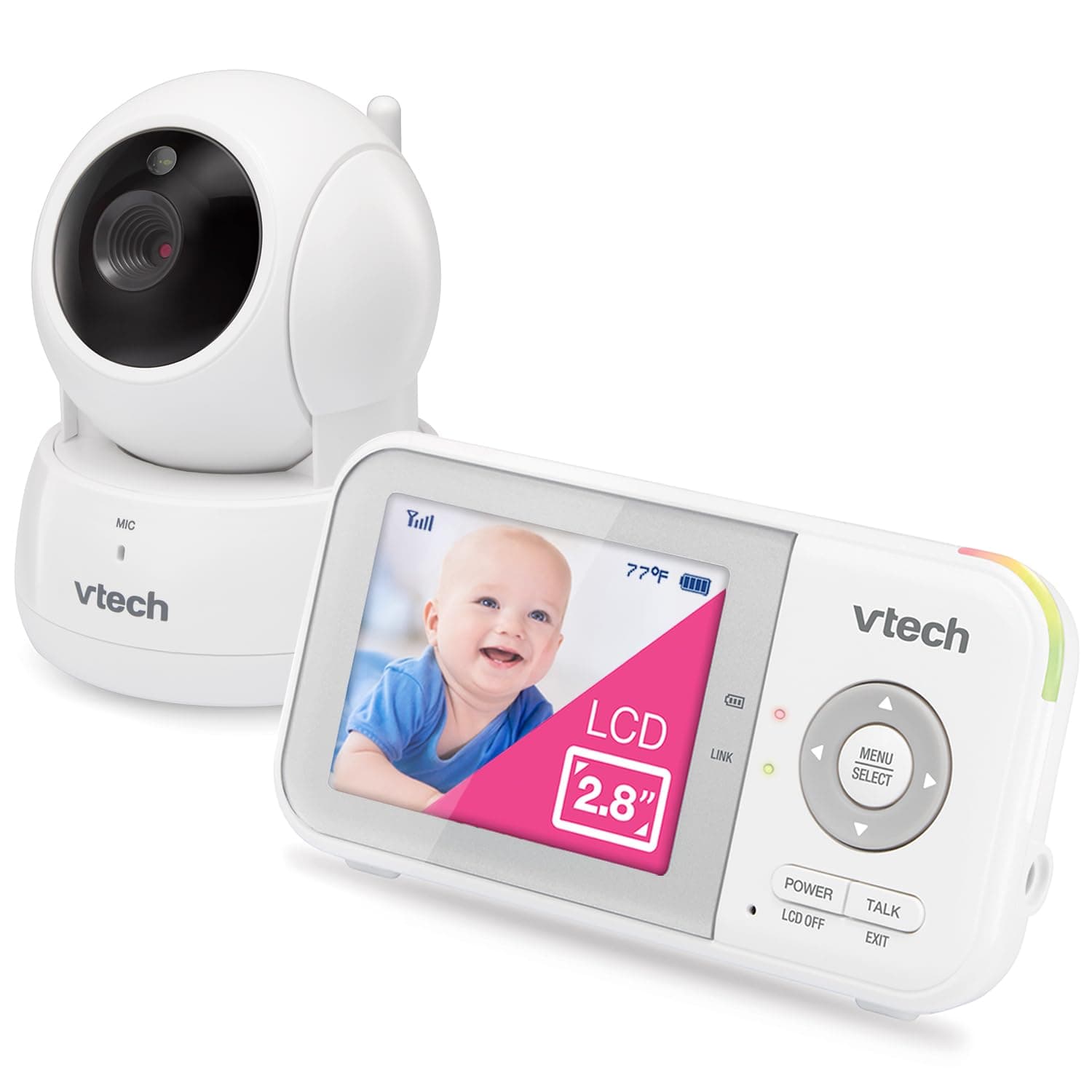 VTech VM923 Baby Monitor, 2.8” Screen, Pan-Tilt-Zoom, 1000ft Long Range, Night Vision, 2-Way Audio, Temperature Sensor, Lullabies, Secure Transmission No WiFi 2.8" with Pan-Tilt-Zoom Camera