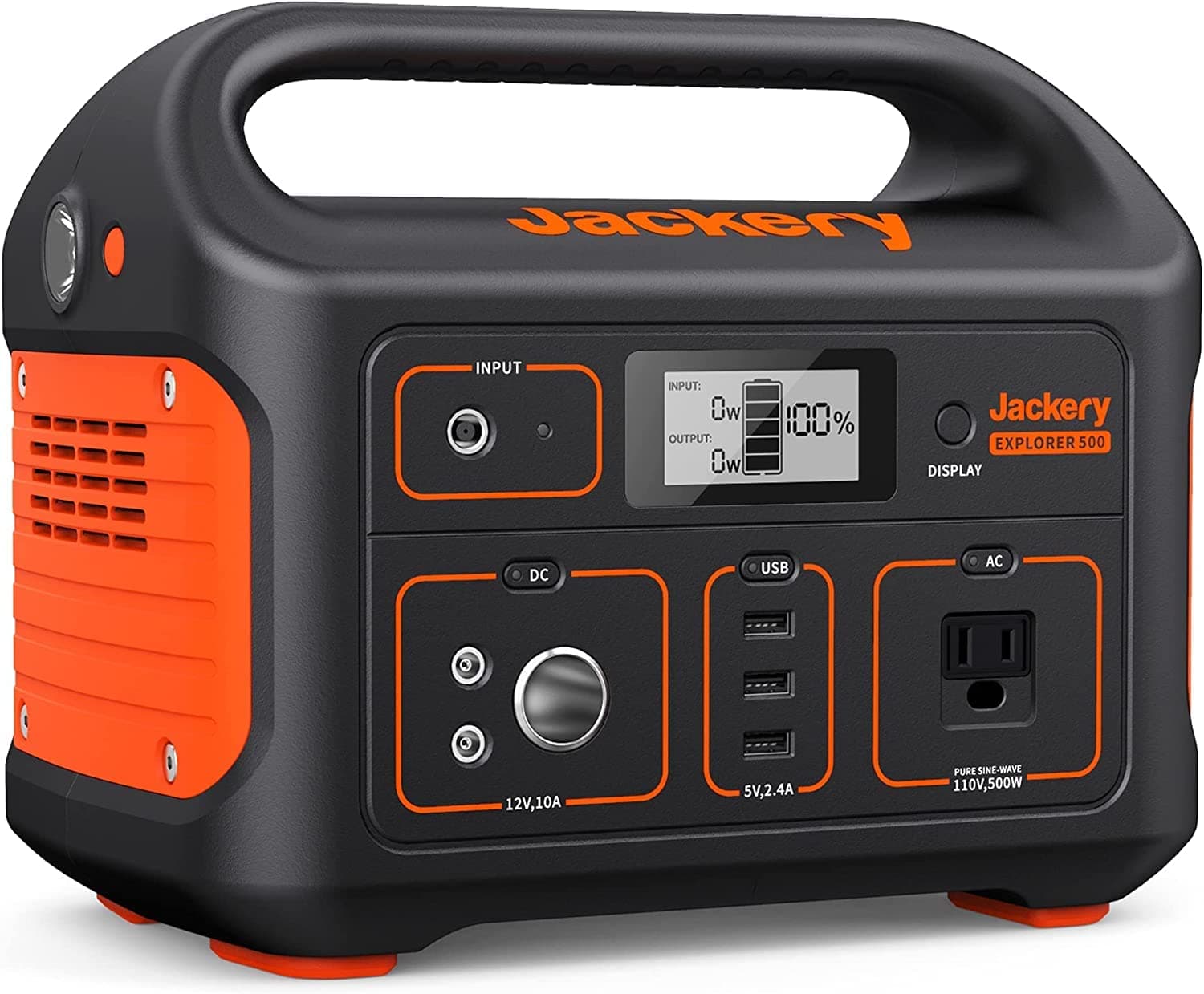 Jackery Jackery Portable Power Station Explorer 500, 518Wh Outdoor Solar Generator Mobile Lithium Battery Pack with 110V/500W AC Outlet for Home Use, Emergency Backup,Road Trip Camping (Solar Panel Optional) E500