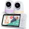 Babysense Prisma Baby Monitor with Camera and Audio, 5” HD Video Baby Monitor with 2 Cameras, 6-Color Night Light, Split Screen, Sound Machine with White Noise & Lullabies, Secure No WiFi PRISMA 2CAM