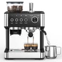 Espresso Machine with Grinder, 20 Bar Expresso Coffee Machines with Milk Frother Steam Wand, Professional Espresso Maker with Removable Water Tank, Cappuccino & Latte Machine for Home Black + Stainless Steel
