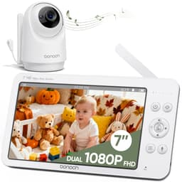 bonoch 7" Baby Monitor No WiFi, Upgraded 1080P HD MegaView Video Monitor with Camera and Audio, 6000mAh Battery, VOX Mode, Night Vision, Hack Proof, Remote PTZ, White Noise, Gifts for Parents 1080p 7" monitor with 1 camera