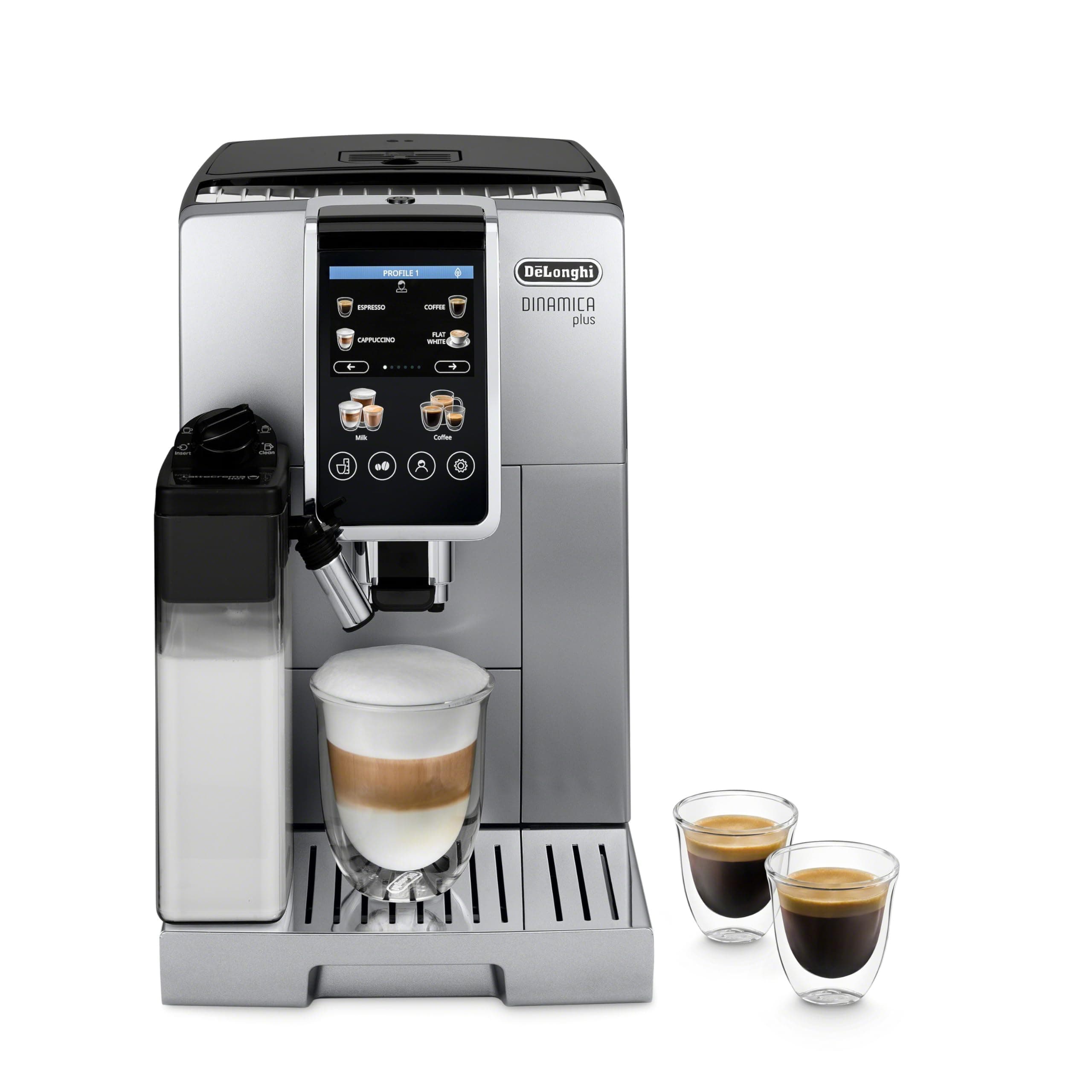 De'Longhi Dinamica Plus Fully Automatic Espresso Machine - Brew Personalized Coffee for up to 4 User Profiles, 24+ Recipes, Built in Grinder & Automatic Milk Steam Wand with 3 Frother Modes