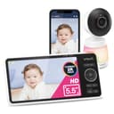VTech Smart WiFi Baby Monitor, 2K CMOS Sensor Camera, 5.5-inch HD IPS Screen, Clear Infrared Night Vision, Pan-Tilt, 24x Zoom, 2-Way Talk, Multi-Color Night Light, Soothing, Free App: Smart HD Plus "5" Wifi 1 Cam"