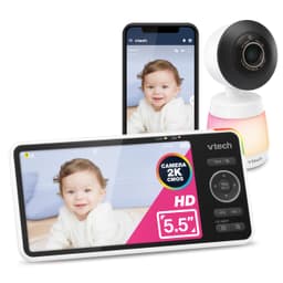 VTech Smart WiFi Baby Monitor, 2K CMOS Sensor Camera, 5.5-inch HD IPS Screen, Clear Infrared Night Vision, Pan-Tilt, 24x Zoom, 2-Way Talk, Multi-Color Night Light, Soothing, Free App: Smart HD Plus "5" Wifi 1 Cam"