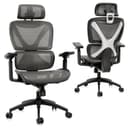 GABRYLLY Ergonomic Office Chair, Big and Tall Mesh Chair with Lumbar Support, 3D armrest - 215° Rotation, Adjustable Headrest & Soft Seat, Durable Desk Chair 350LBS for Work Gaming Computer,Grey Grey 215° rotating 3D armrest