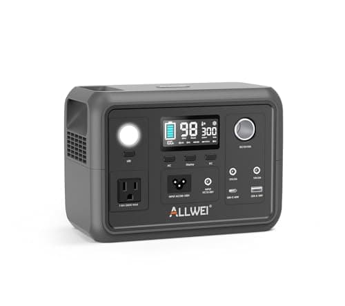 ALLWEI Portable Power Station 300W (Peak 600W) Upgraded, 256Wh LiFePO4 Battery Bank Solar-Generator with 6 Output Ports, Backup Power Supply for Camping Travel Blackout Home Use (Solar Panel Optional) - Portable Power Stations