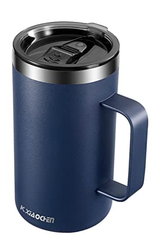 KXIAOCHEN 20oz Insulated Coffee Mug with Lid, Stainless Steel Coffee Cup, Double Wall Vacuum Coffee Tumbler with Handle, Premium Thermal Travel Coffee Mug (Navy Blue) - Engineered Drinkware