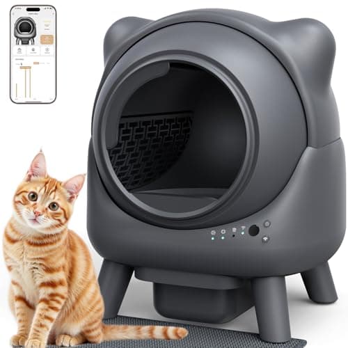 FEELNEEDY Self Cleaning Litter Box, Automatic Litter Box, FEELNEEDY Odor Control Robot, Cat Ears Design, 65L APP Real-Time Monitor, Cat Litter-Boxs for Multiple Cats, Safety Sensors, with 1 Trash Bag