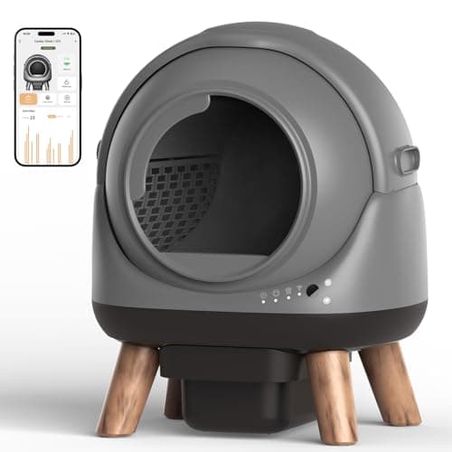 Coziley Self Cleaning Litter Box for Multiple Cats, G1 Automatic Cat Litter Box, Self-Cleaning Robot with Smart APP Control and Health Monitoring, Includes 2 Roll Trash Bag and Litter Mat, Grey