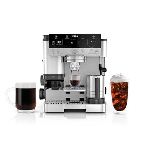 Ninja R-ES601 Luxe Café Premier Series Espresso Machine, Drip Coffee, Cold Brew, Grinder, Tamper, Frother, Silver (Renewed) - Home Espresso Machines