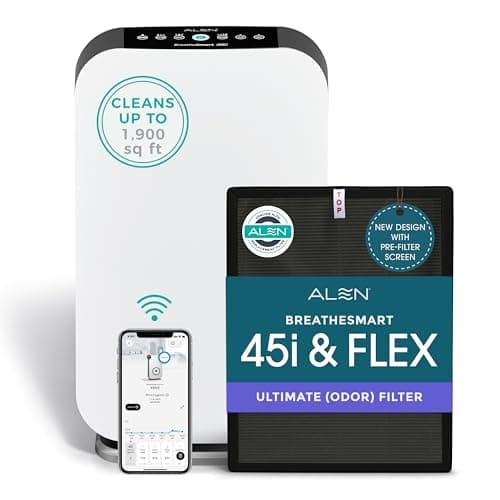 Alen Alen Air Purifier BreatheSmart 45i HEPA with Odor Filter for Large Rooms up to 1900 Sq. Ft. - Perfect for Bedrooms & Home Offices - Captures Dust - White