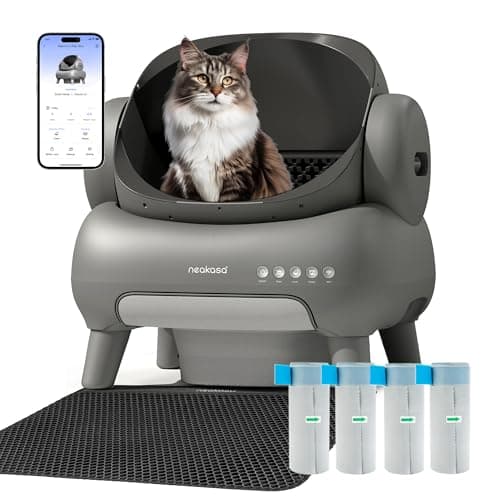 Neakasa M1 Plus Bundle Open-Top Self-Cleaning Cat Litter Box with APP Control, Includes 4 Rolls (60pcs) Refill Waste Bags, 2 Extra Rolls Added (Plus Version)