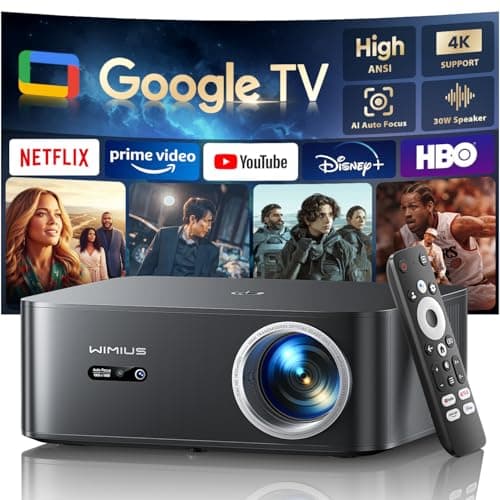 WiMiUS 【1200 ANSI/Google TV/4K Supported 】Smart Projector with WiFi & Bluetooth, Outdoor & Home Movie Projectors with Voice Control,Auto Focus & Keystone,Compatible with Netflix Proyector WiMiUS K13 Black