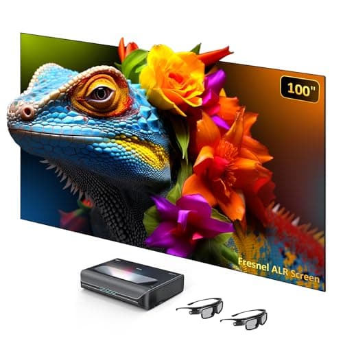 NexiGo NexiGo Aurora Pro MKII Laser TV with 100" Fresnel ALR Screen and 3D Glasses, 4K Tri-Color Laser UST Projector, Dynamic Iris & Laser Dimming, 0.21:1 Throw Ratio, Dolby Vision, Dolby Atmos, HDR10+