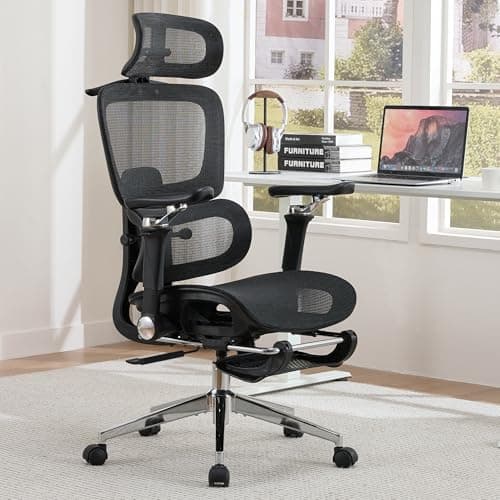 hujusko hujusko Mesh Ergonomic Office Chair with 6D Armrests,High Back Mesh Gaming Chair with Lumbar Support,Adjustable 3D Headrest for Home Office Desk Chair(Executive, Black)