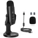 ZealSound Podcast Microphone for PC, Noise Cancellation USB Mic with Gain, Volume Adjustment & Mute Button, Monitoring & Echo, for YouTube, TikTok, Podcasting, Streaming, iPhone, iPad, Android, Mac Black