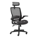Amazon Basics Ergonomic High-Back Desk Chair, Comfortable Flip-Up Armrests, Contoured Mesh Seat, Swivel, Black, 25.5"D x 26.25"W x 49.25"H